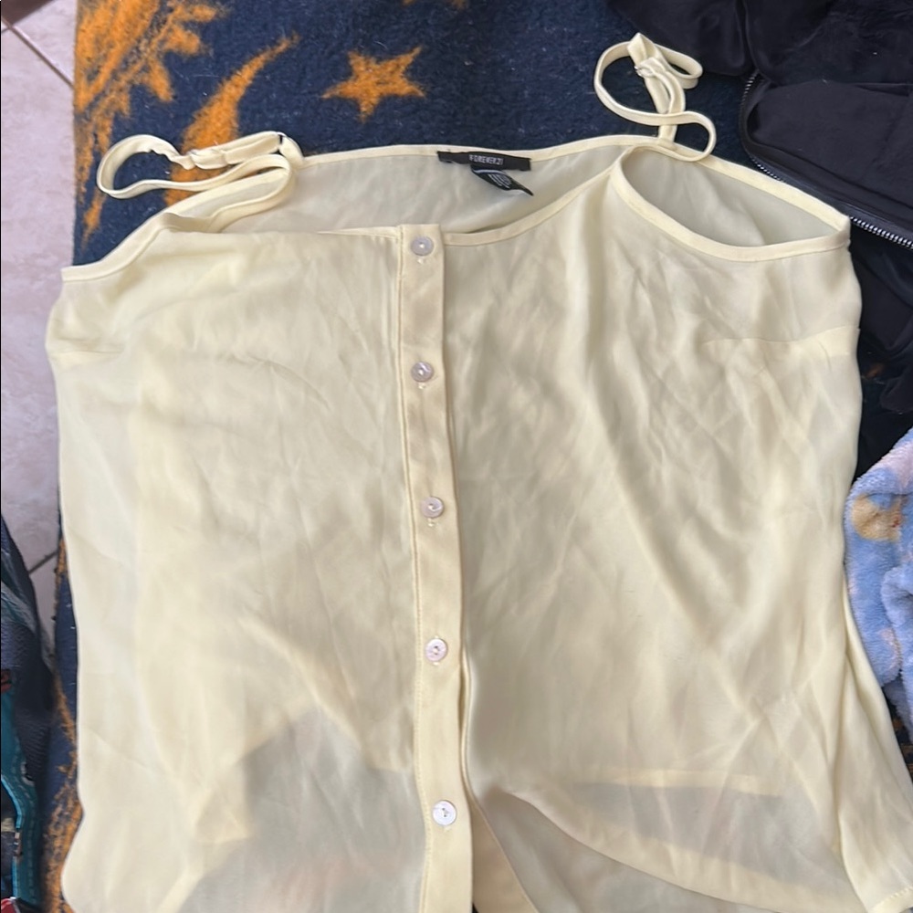 Forever 21 Women's Cream Button-Up Top